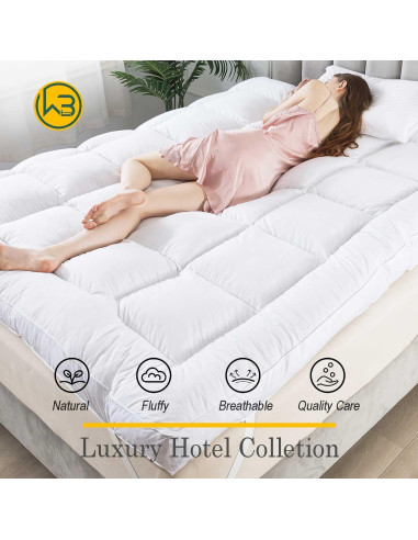 Capa de Colchón Esponjosa WhatsBedding Individual 12.7 cm Algodón