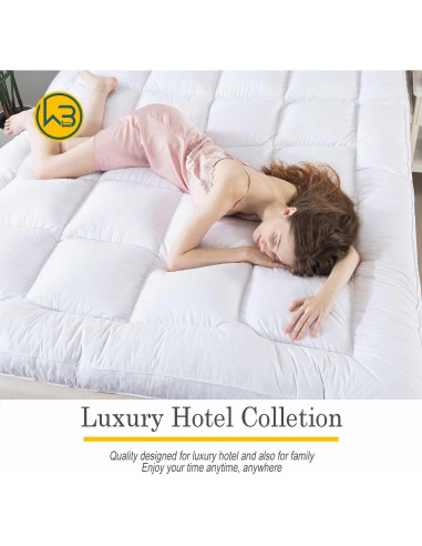 Capa de Colchón Esponjosa WhatsBedding Individual 12.7 cm Algodón