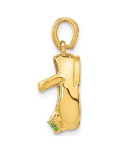 Colgante Charm de Oro Amarillo 10K con Piedra Sintética Verde 2