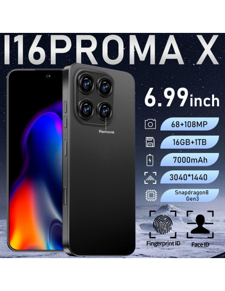 Teléfono Inteligente 16PROMA X 16GB+1TB Pantalla 6.99" HD+ 5G