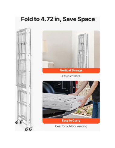 Estante Plegable VEVOR 4 Niveles Blanco 152.4 cm con Ruedas