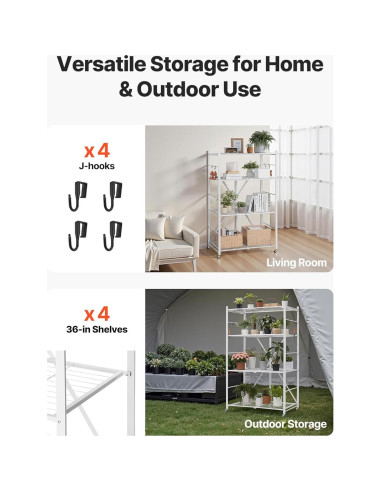 Estante Plegable VEVOR 4 Niveles Blanco 152.4 cm con Ruedas