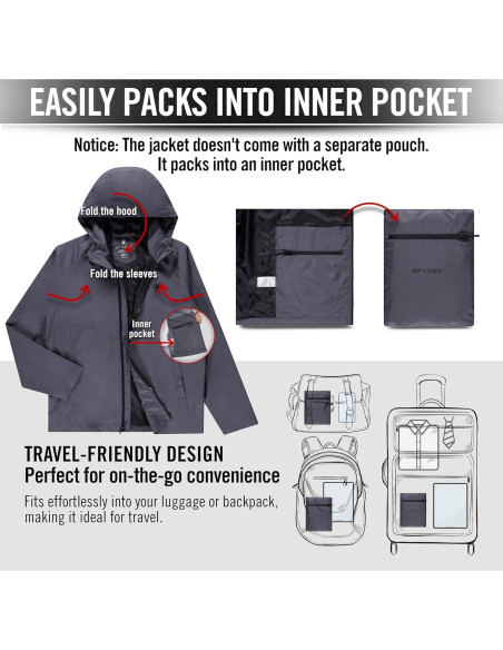 Chaqueta Impermeable Plegable para Hombre - Rompevientos Ligera