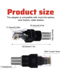 Adaptador Coaxial a Ethernet Alrhso F hembra a RJ45 macho 2 Pcs 2