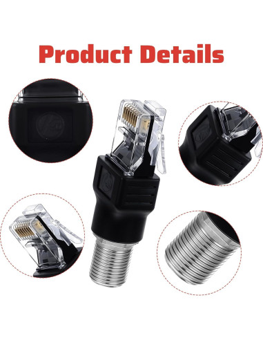 Adaptador Coaxial a Ethernet Alrhso F hembra a RJ45 macho 2 Pcs