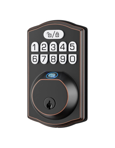 Cerradura Electrónica HOSOM Huella Digital Bronce Aceitado