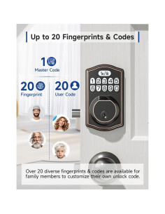 Cerradura Electrónica HOSOM Huella Digital Bronce Aceitado 2