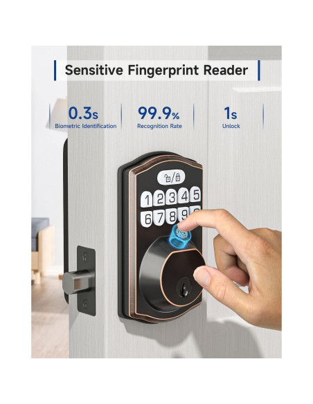 Cerradura Electrónica HOSOM Huella Digital Bronce Aceitado