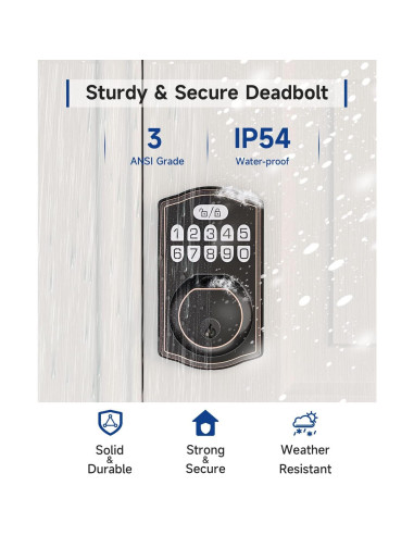 Cerradura Electrónica HOSOM Huella Digital Bronce Aceitado