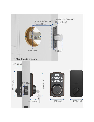 Cerradura Electrónica HOSOM Huella Digital Bronce Aceitado