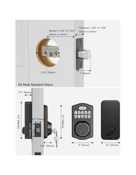 Cerradura Electrónica HOSOM Huella Digital Bronce Aceitado