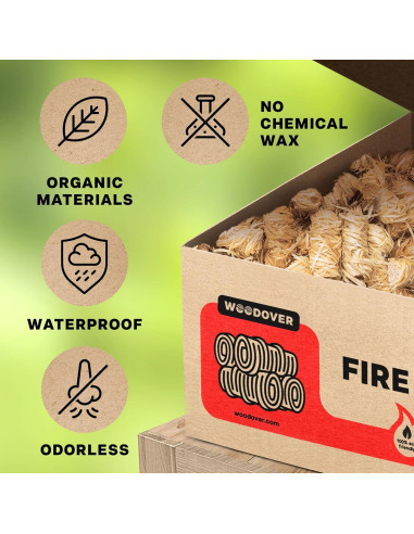 150 Iniciadores de Fuego Naturales Woodover para BBQ y Chimenea