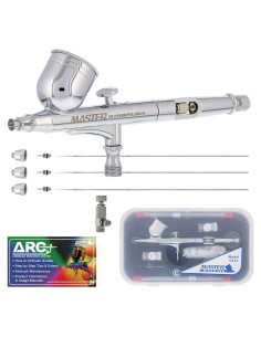 Kit Aerógrafo Master Airbrush G233 Pro Doble Acción 3 Boquillas