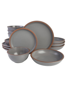 Juego de Vajilla Gibson Elite Lagos 16 Piezas Gris