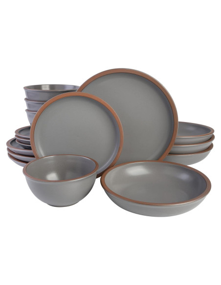 Juego de Vajilla Gibson Elite Lagos 16 Piezas Gris