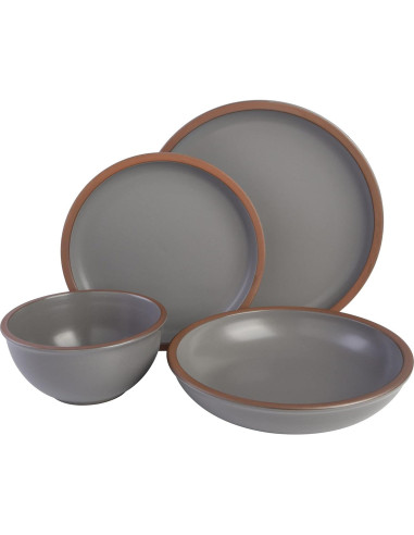 Juego de Vajilla Gibson Elite Lagos 16 Piezas Gris