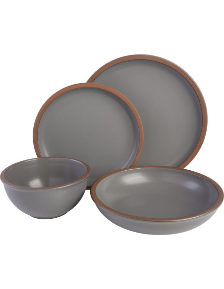 Juego de Vajilla Gibson Elite Lagos 16 Piezas Gris