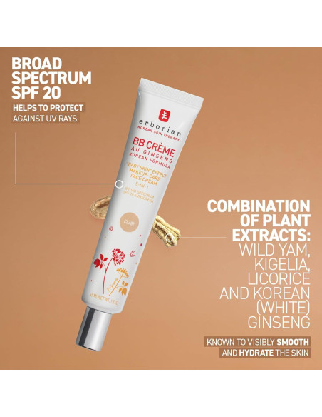 Crema BB Erborian Ginseng 28g SPF Acabado Mate Suave