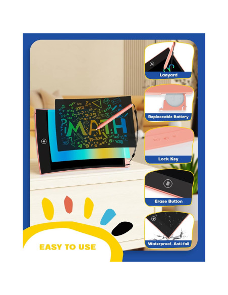 Tableta de Escritura LCD Bravokids 21.6 cm Rosa para Niños