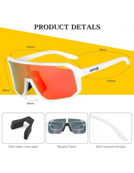 Gafas de Ciclismo KAPVOE K62 Polarizadas UV400 para Deportes