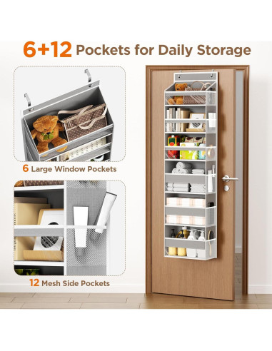 Organizador Colgante Mefirt 6 Estantes Gris para Puerta