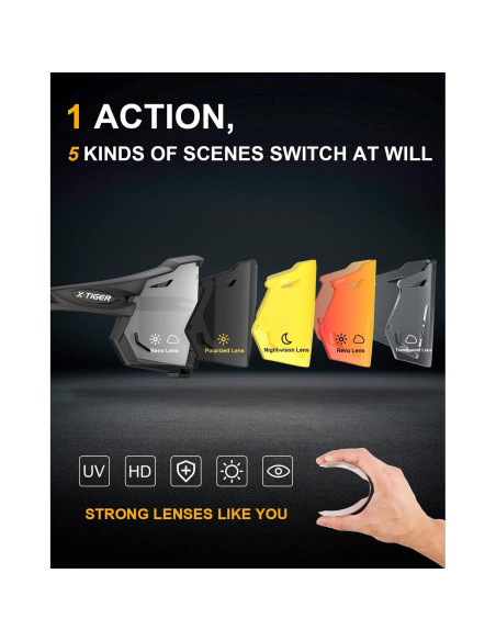 Gafas de Ciclismo X-TIGER con 5 Lentes Intercambiables