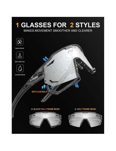 Gafas de Ciclismo X-TIGER con 5 Lentes Intercambiables