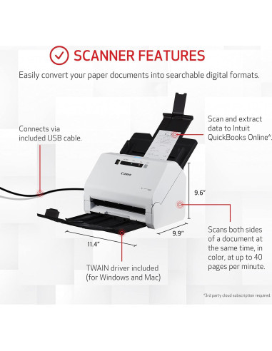 Escáner de Documentos Canon R40 Edición Recibos 2.80 kg