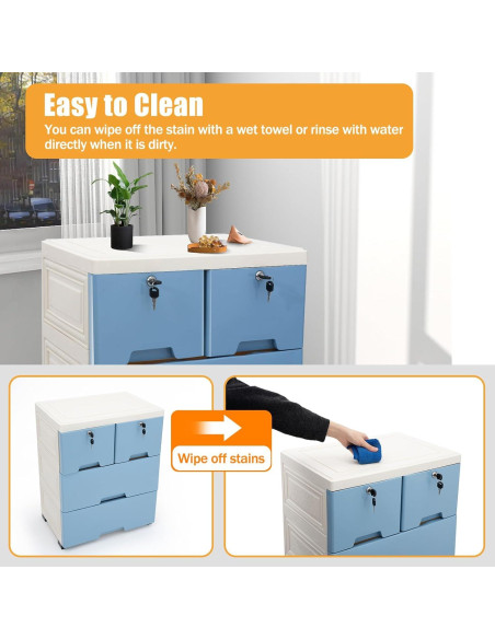 Armario de Almacenamiento Vertical HYYKJ-US con 6 Cajones Azul