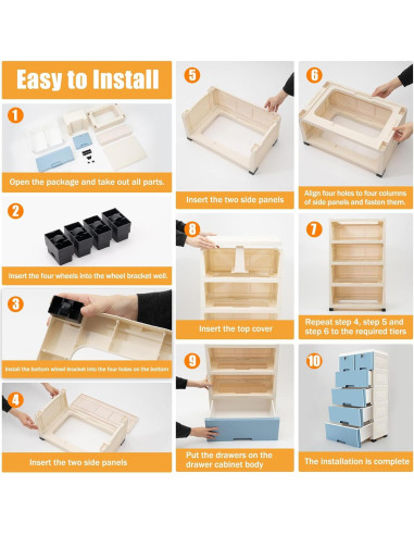 Armario de Almacenamiento Vertical HYYKJ-US con 6 Cajones Azul