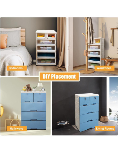 Armario de Almacenamiento Vertical HYYKJ-US con 6 Cajones Azul