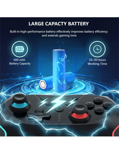 Controlador Inalámbrico Matbip SW02 para Nintendo Switch - Azul y Rojo