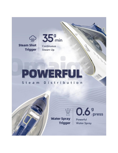 Plancha de vapor OMAIGA 1750W con suela de cerámica 400ml