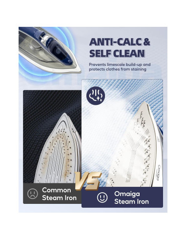 Plancha de vapor OMAIGA 1750W con suela de cerámica 400ml
