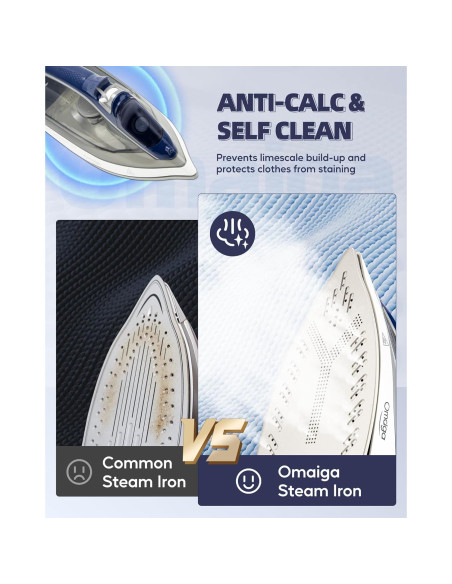 Plancha de vapor OMAIGA 1750W con suela de cerámica 400ml