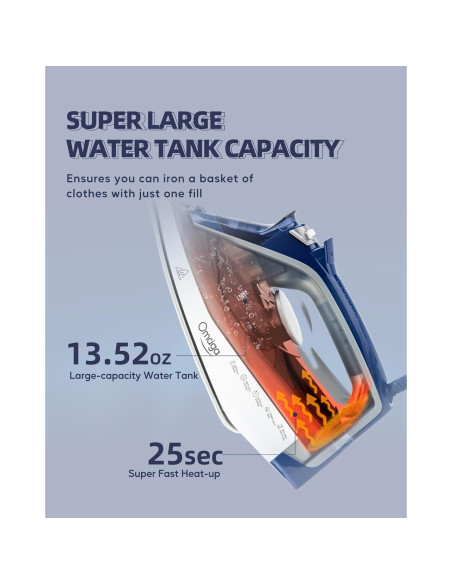 Plancha de vapor OMAIGA 1750W con suela de cerámica 400ml