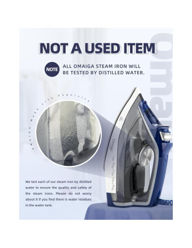 Plancha de vapor OMAIGA 1750W con suela de cerámica 400ml