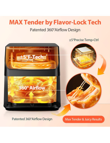 Freidora de Aire Beelicious Pro 5.5L Digital 12 en 1 Negra