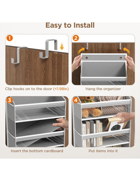 Organizador Colgante Mefirt 6 Estantes Gris para Puerta