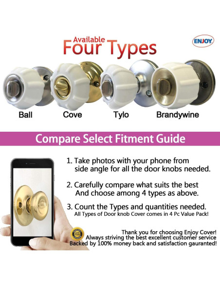 Cubierta Antideslizante para Perillas de Puerta Enjoy Cover - 4 Unidades