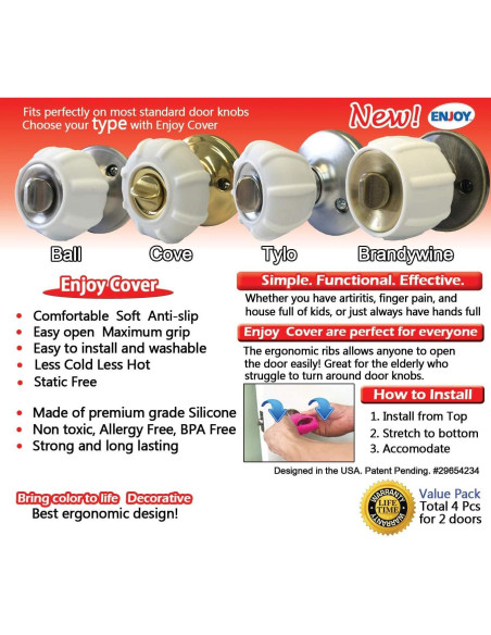 Cubierta Antideslizante para Perillas de Puerta Enjoy Cover - 4 Unidades