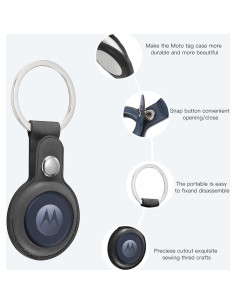 Paquete de 4 Fundas de Cuero para Moto Tag con Llavero - Protección a Prueba de Rayones y Golpes 2