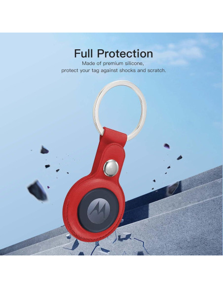 Paquete de 4 Fundas de Cuero para Moto Tag con Llavero - Protección a Prueba de Rayones y Golpes