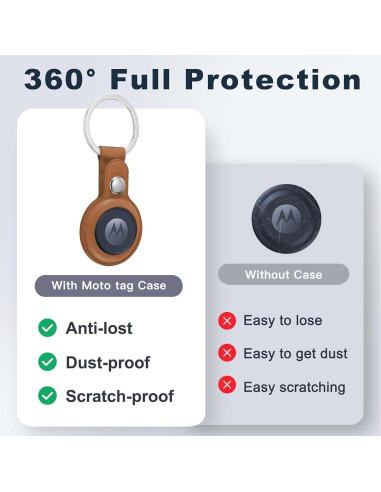 Paquete de 4 Fundas de Cuero para Moto Tag con Llavero - Protección a Prueba de Rayones y Golpes