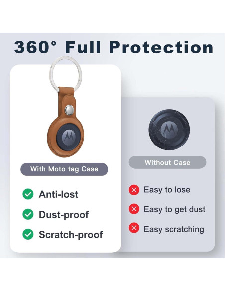 Paquete de 4 Fundas de Cuero para Moto Tag con Llavero - Protección a Prueba de Rayones y Golpes