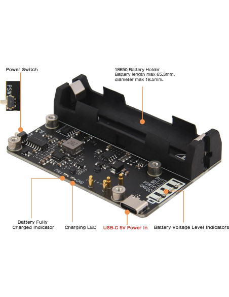 Placa de Expansión UPS Geekworm X306 V1.3 para Raspberry Pi Zero 2W