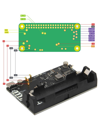 Placa de Expansión UPS Geekworm X306 V1.3 para Raspberry Pi Zero 2W