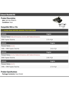Kit Colector de Escape Marketplace Auto Parts Toyota Tacoma 2