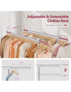 Perchero Doble Barra Tajsoon Plegable con Ruedas 217.7 kg 2