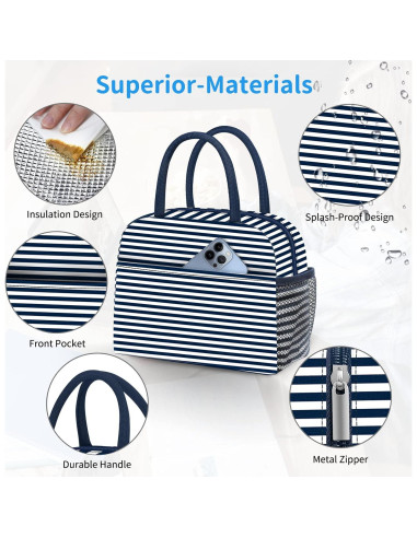 Bolsa de Almuerzo Térmica DALINDA Azul Marino - Reutilizable y Ligera